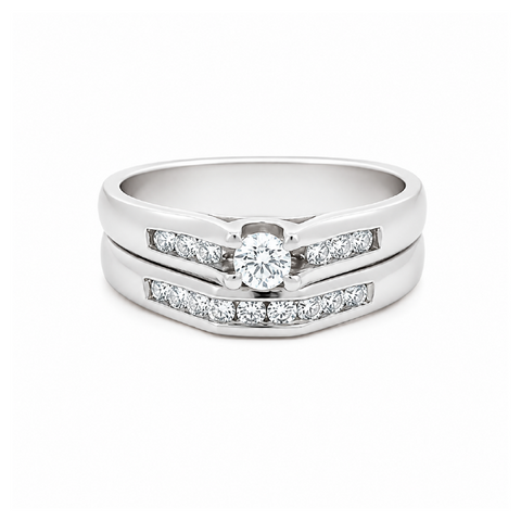 10K White Gold 0.40TDW Canadian Diamond Wedding Set