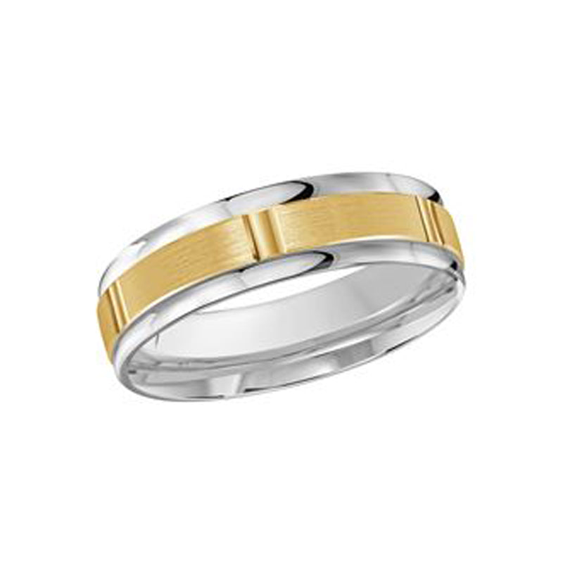 10, 14 Karat White &amp; Yellow Gold Fancy Comfort Fit Wedding Band
