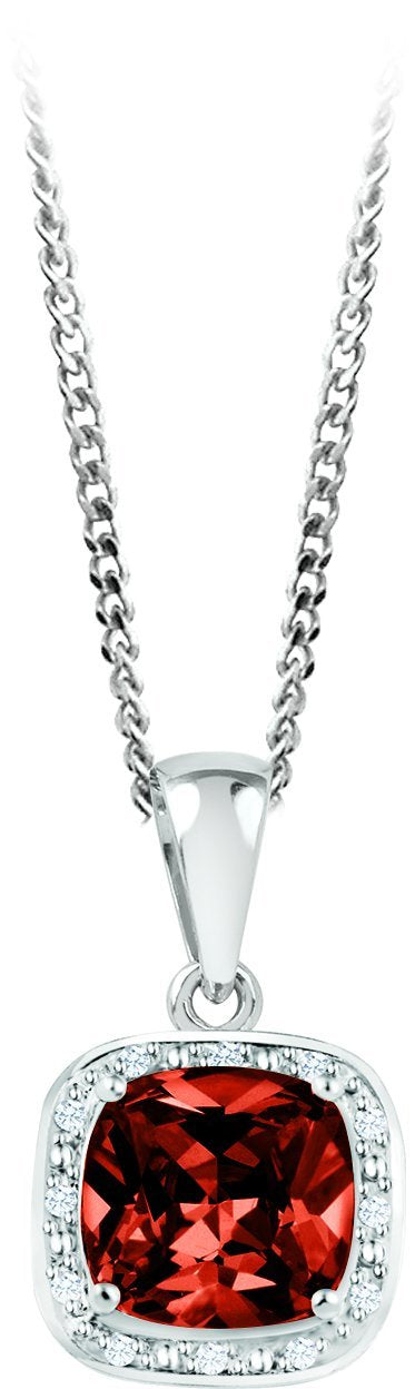 June Birthstone Pendant with Diamond Accent set in Sterling Silver