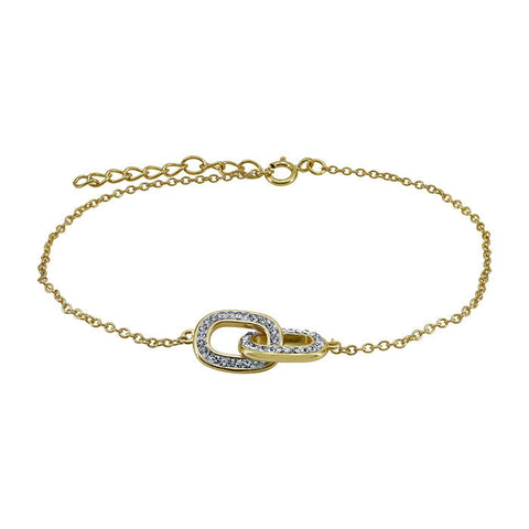 Sterling Silver Gold Plated CZ Paper Clip Motif 8