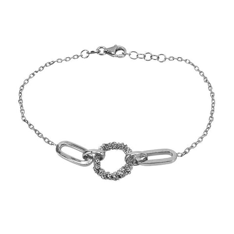 Sterling Silver White Gold Plated Fancy 7.5