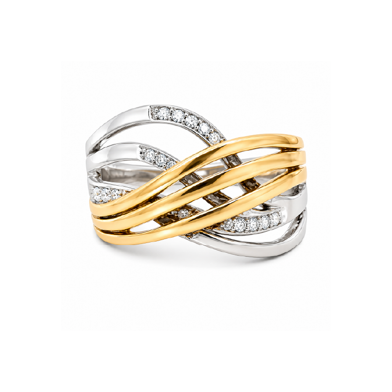 10K Yellow &amp; White Gold 0.04TDW Diamond Ring
