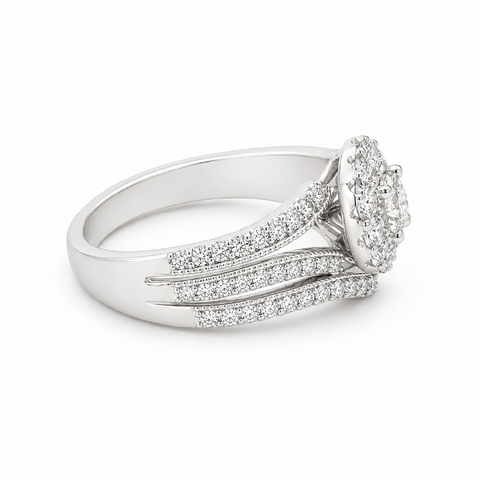 10K White Gold 0.97TDW Diamond Wedding Set