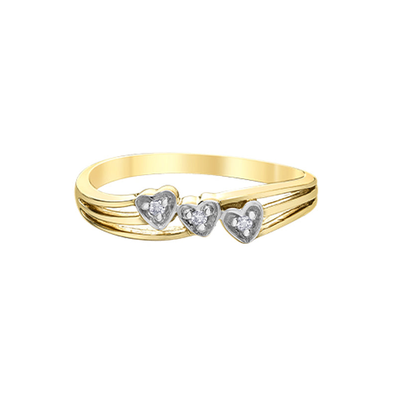 10K Yellow Gold 0.02TDW Diamond Hearts Band