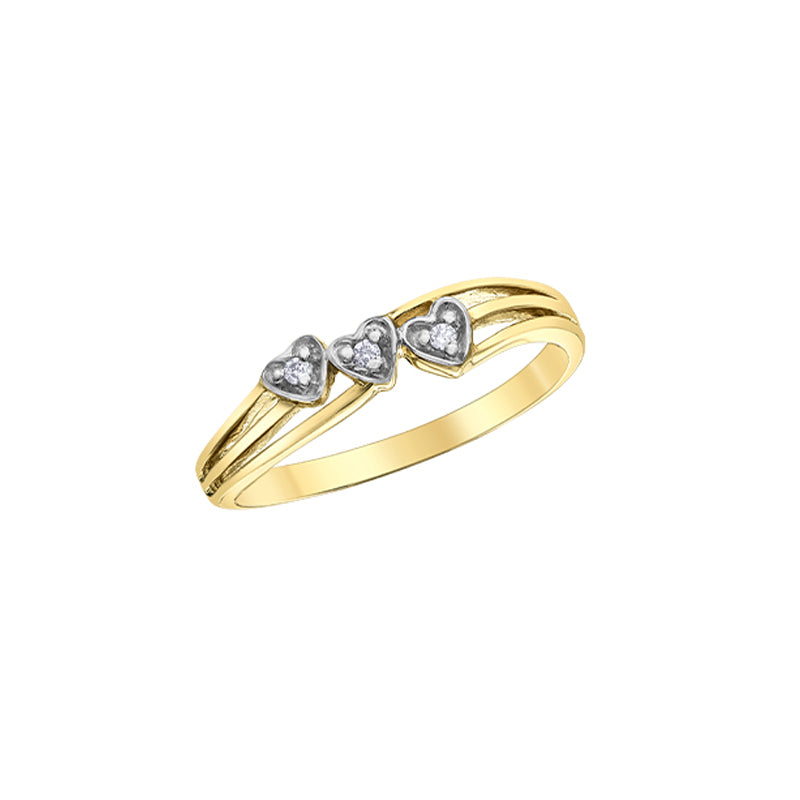 10K Yellow Gold 0.02TDW Diamond Hearts Band