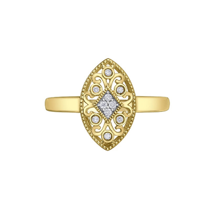 10K Yellow Gold 0.05TDW Diamond Antique Style Ring