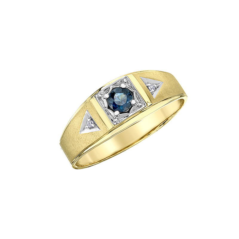 10K Yellow Gold 4mm Sapphire and Diamond Men&#39;s Ring