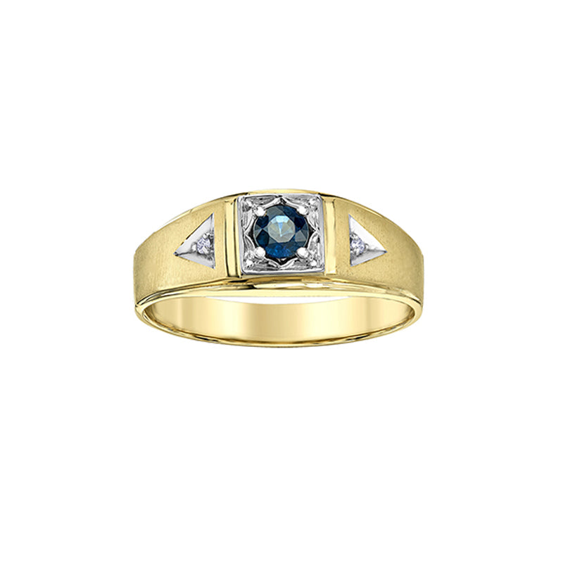 10K Yellow Gold 4mm Sapphire and Diamond Men&#39;s Ring