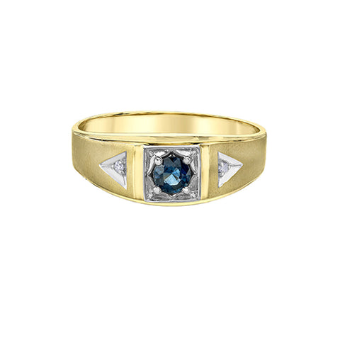 10K Yellow Gold 4mm Sapphire and Diamond Men's Ring