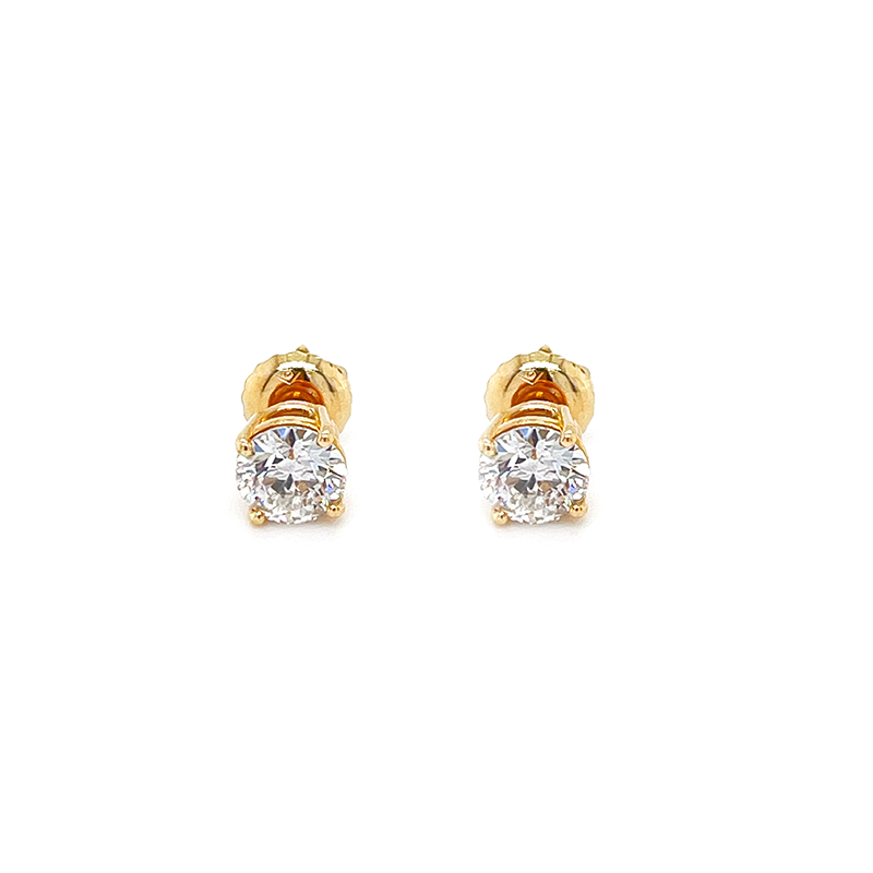 14K Yellow Gold 1.04CT Lab Grown Diamond Solitaire Earrings