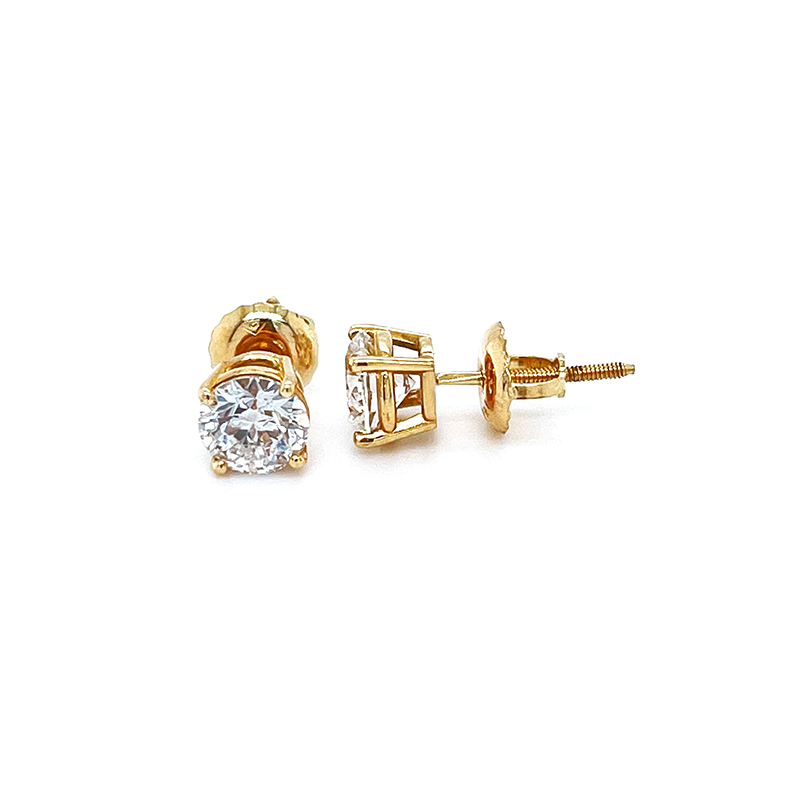14K Yellow Gold 1.04CT Lab Grown Diamond Solitaire Earrings