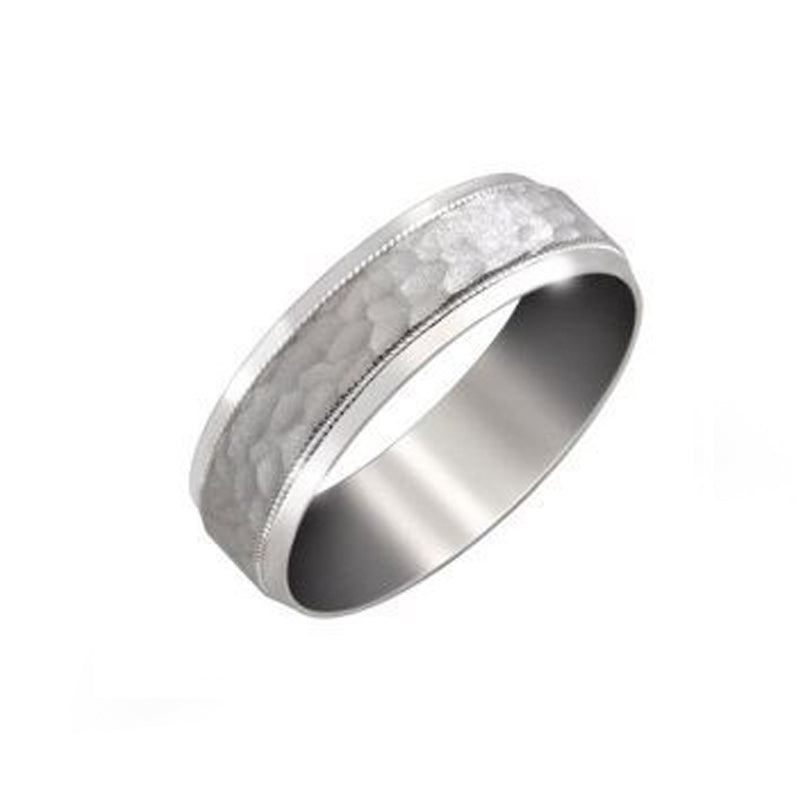 10, 14 Karat White Gold 6mm Fancy Wedding Band