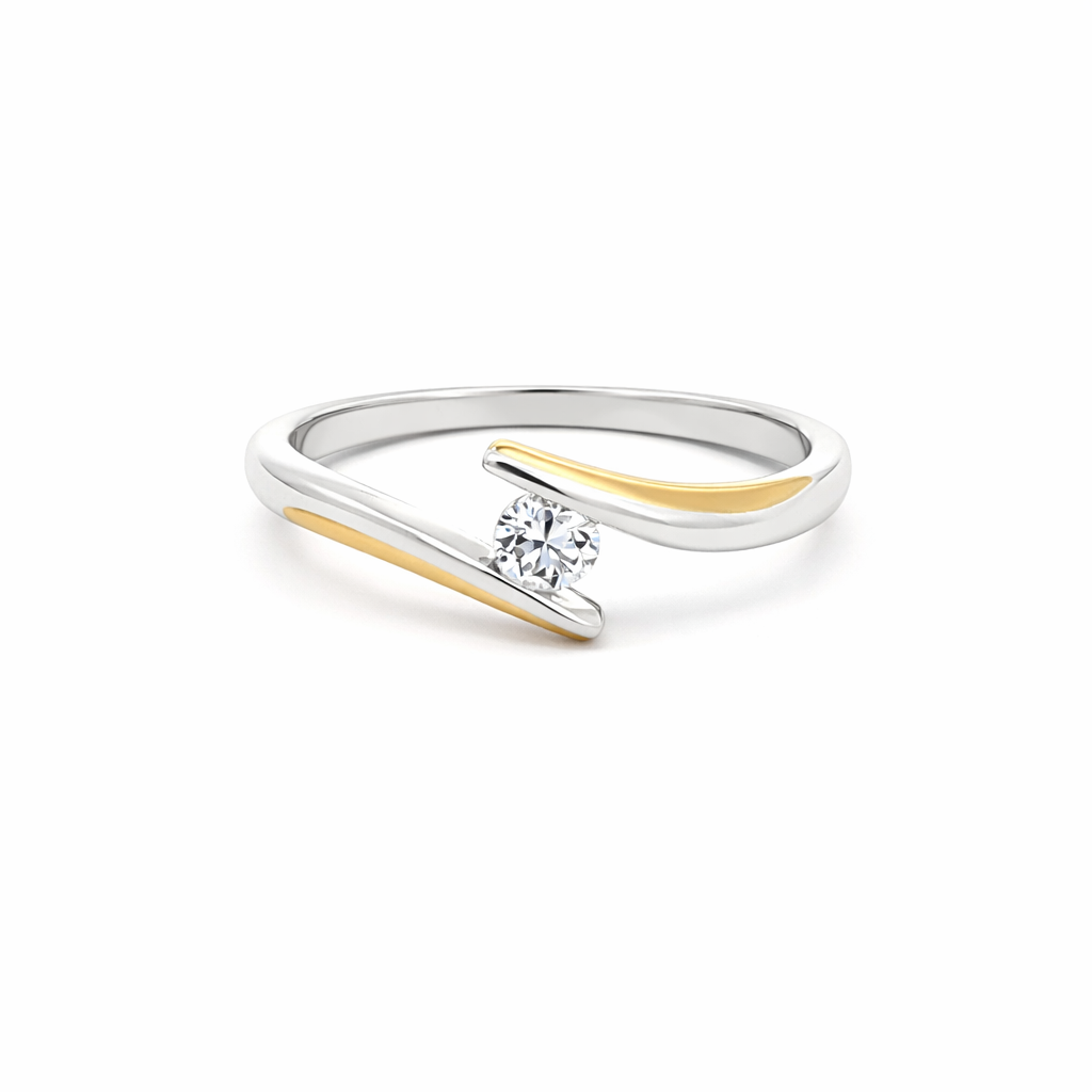 0.15CT Lab Diamond Solitaire Ring In 10K Yellow And White Gold