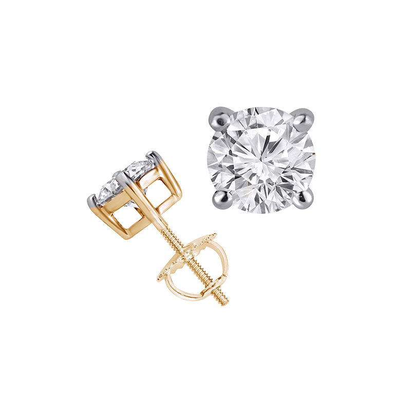 14K Yellow Gold 1.00TDW Lab Diamond Solitaire Earrings