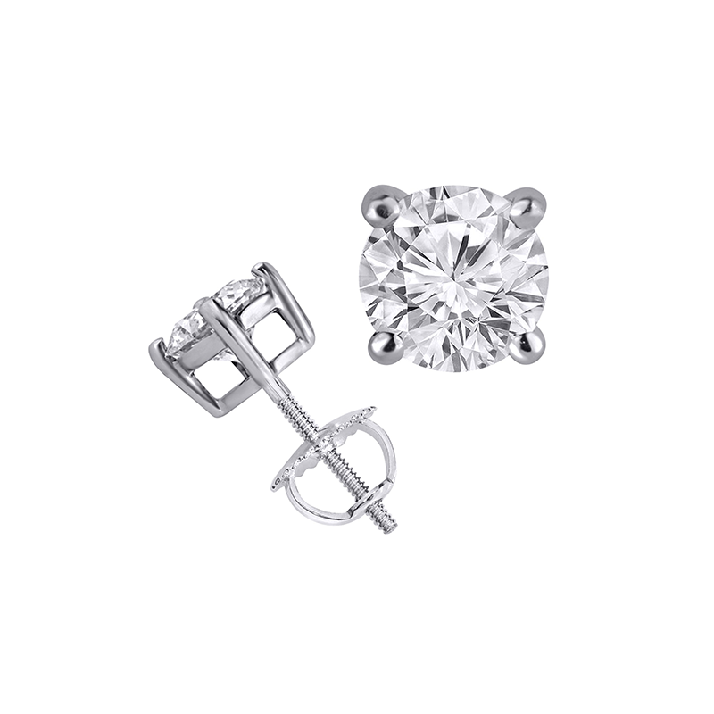 1.50DW Lab Diamond Solitaire Earrings in 14K White Gold