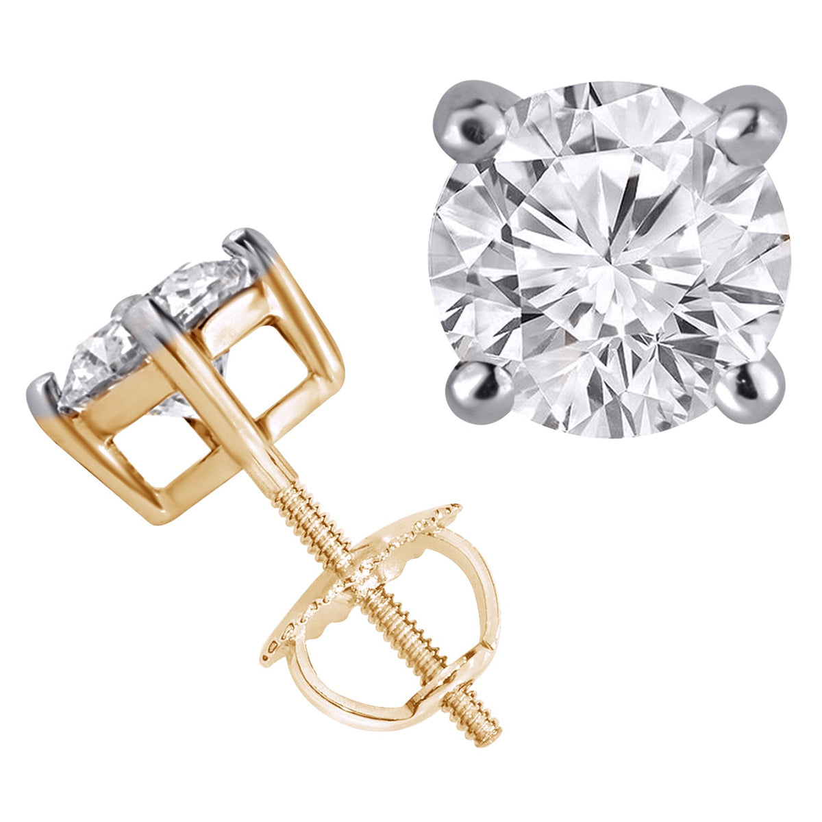 14K Yellow Gold 1.50TDW Lab Diamond Solitare Earrings