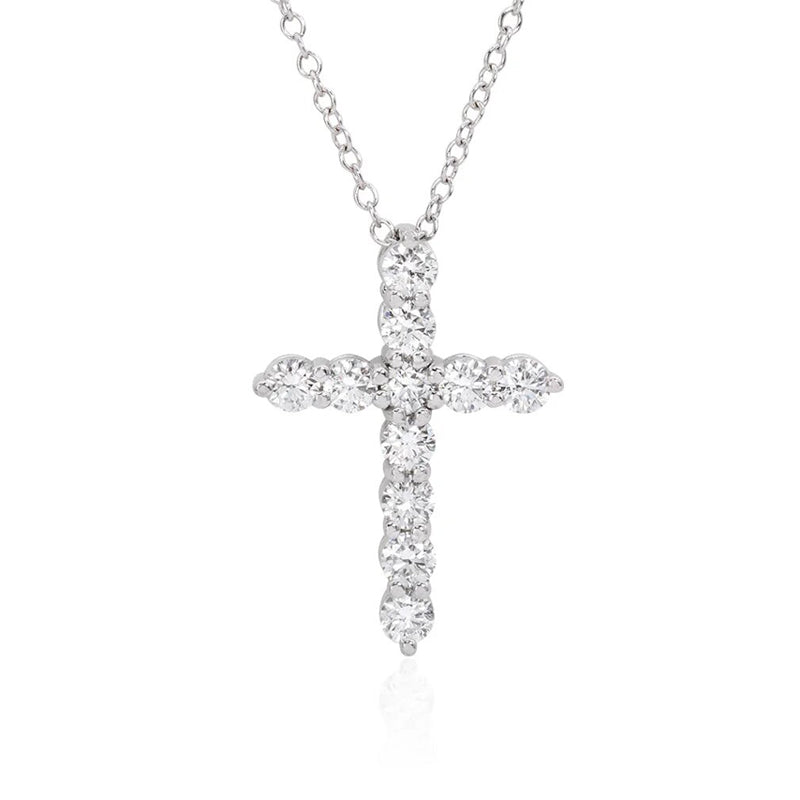 14K White Gold 1.0TDW Lab Grown Diamond Cross Pendant