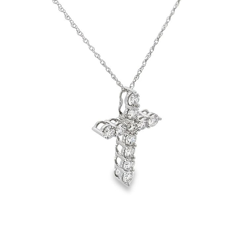 14K White Gold 1.0TDW Lab Grown Diamond Cross Pendant
