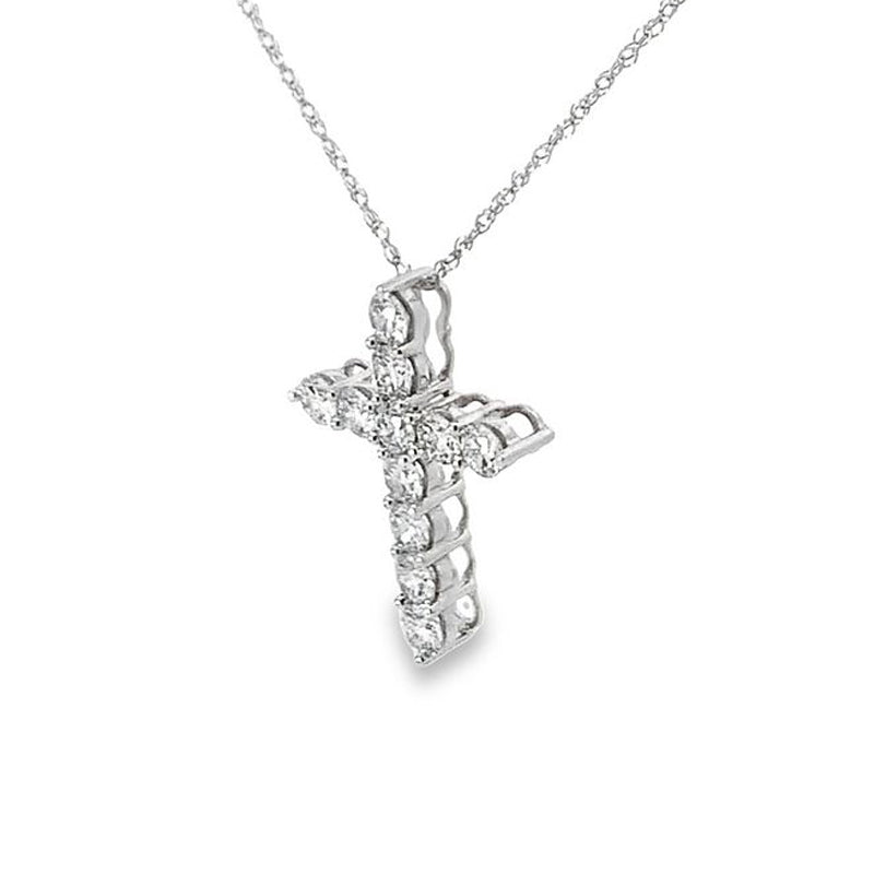 14K White Gold 1.0TDW Lab Grown Diamond Cross Pendant