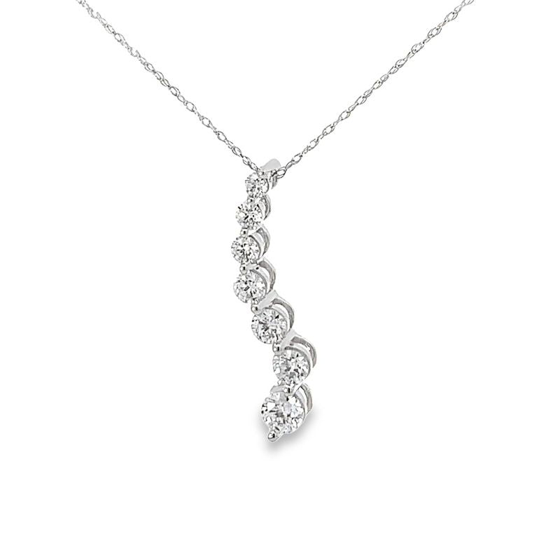14K White Gold 1.00TDW Lab Grown Diamond Journey Pendant