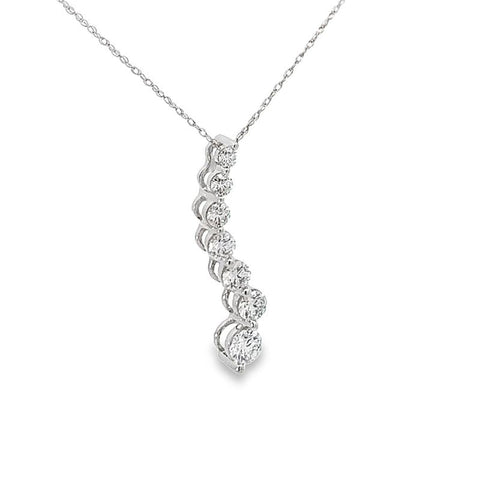 14K White Gold 1.00TDW Lab Grown Diamond Journey Pendant