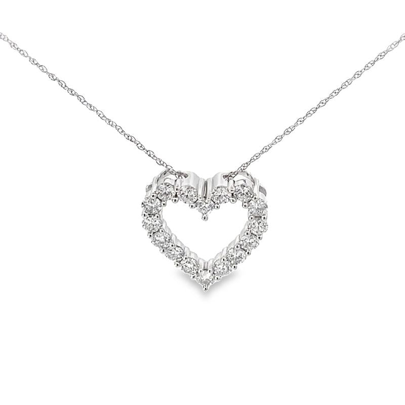 14K White Gold 1.00TDW Lab Grown Diamond Heart Pendant