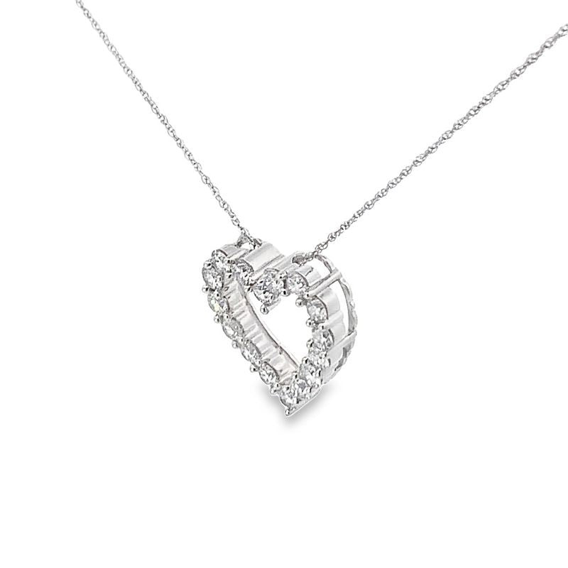 14K White Gold 1.00TDW Lab Grown Diamond Heart Pendant