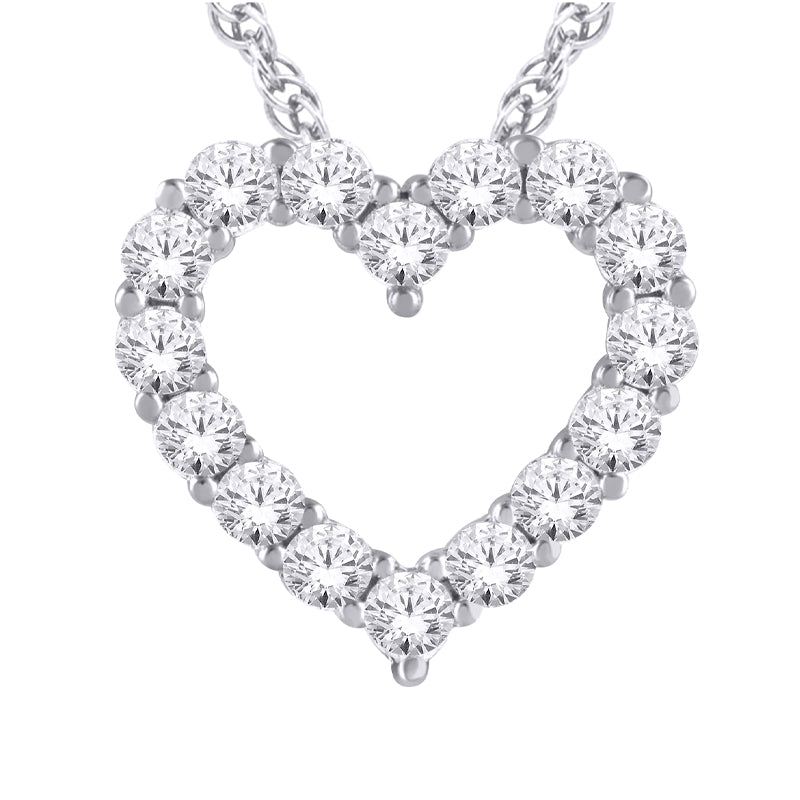 14K White Gold 1.00TDW Lab Grown Diamond Heart Pendant