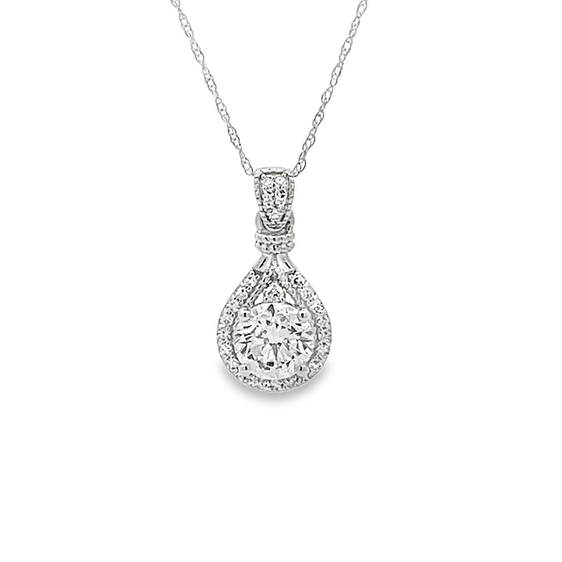 14K White Gold 1.15TDW Lab Grown Diamond Pendant