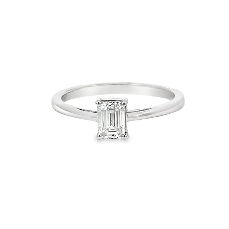 14K White Gold 0.50CT Emerald Cut Lab Grown Diamond Ring