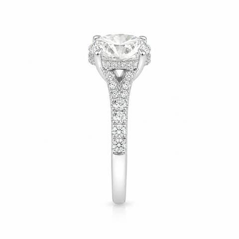 3.60TDW Lab Diamond Oval Engagement Ring in 14K White Gold 