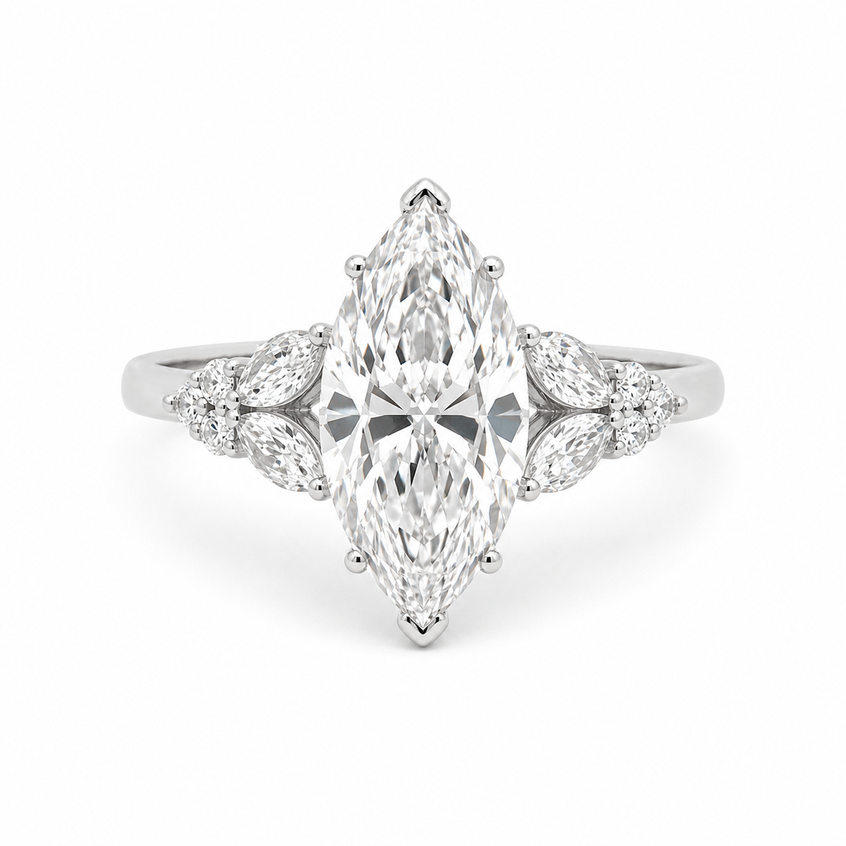 3.60TDW Lab Diamond Engagement Ring in 14K White Gold