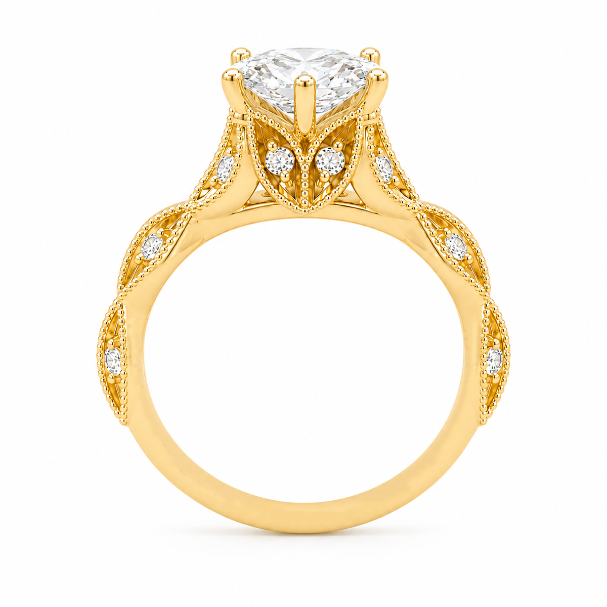 2.25TDW Lab Diamond Marquise 14K Yellow Gold Engagement Ring