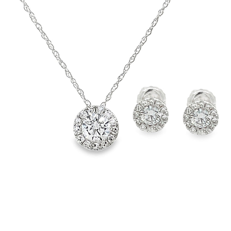 14K White Gold 1.00TDW Lab Grown Diamond Earring &amp; Pendant Set