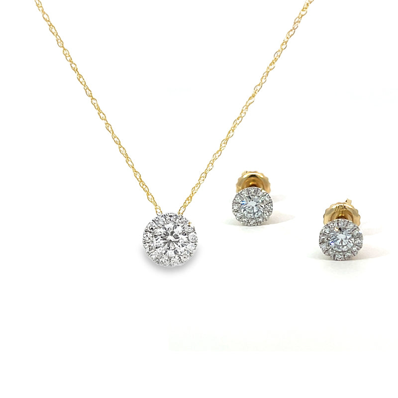 14K Yellow Gold 1.00TDW Lab Grown Diamond Earring &amp; Pendant Set