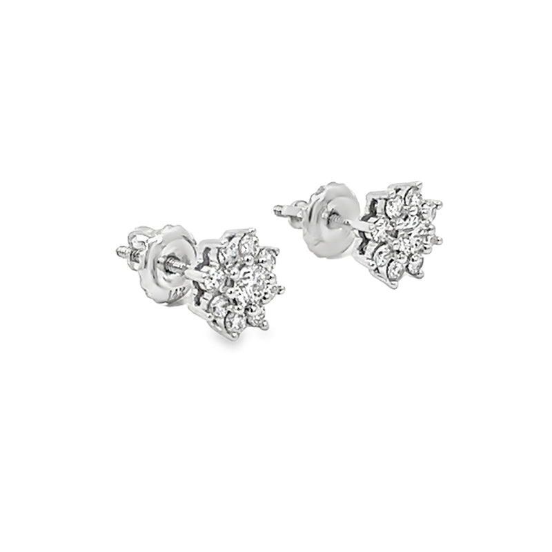 1.00TDW Lab Grown Diamond Earring &amp; Pendant Set in 14K White Gold