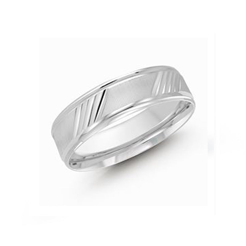 10, 14 Karat White Gold 6mm Fancy Hollow Wedding Band