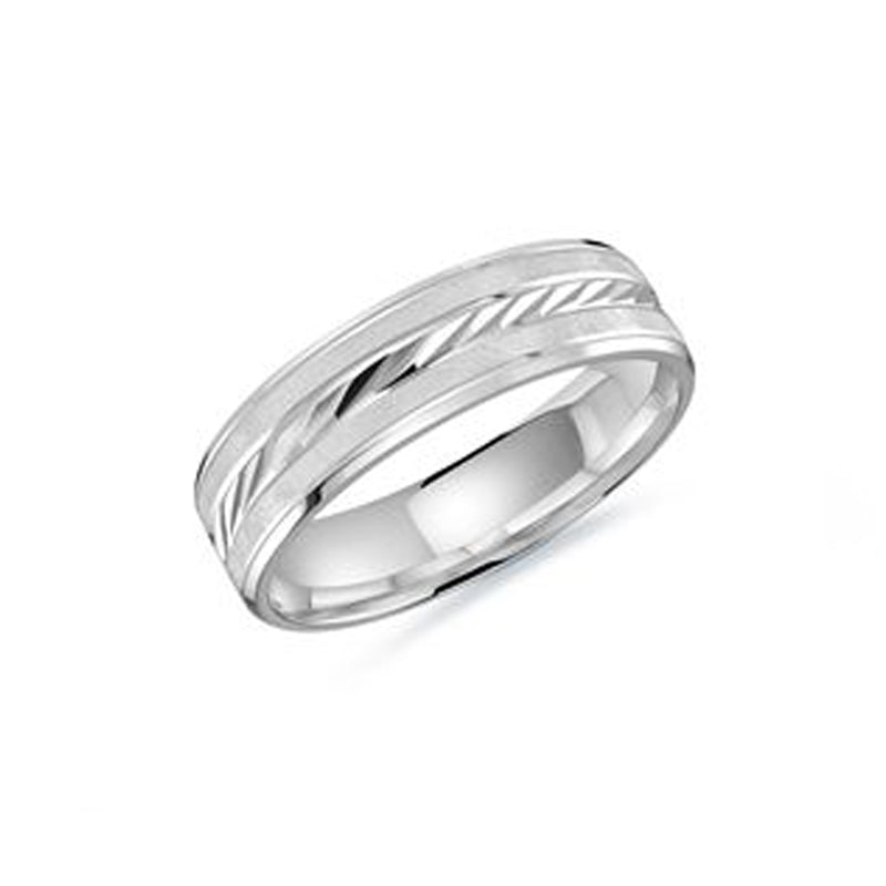 10,14 Karat White Gold 6mm Fancy Hollow Wedding Band