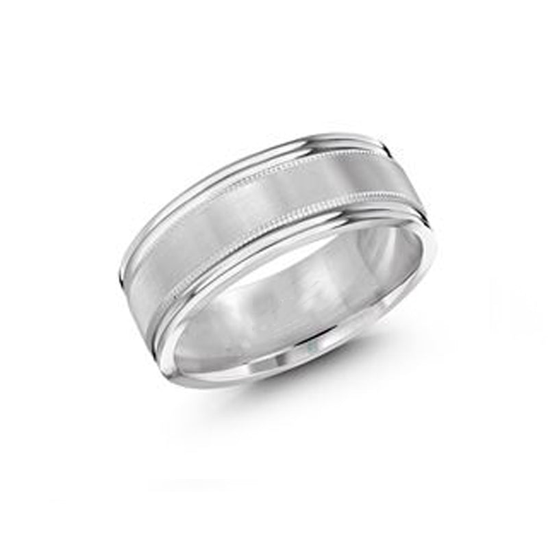 10, 14 Karat White Gold 8mm Fancy Hollow Wedding Band