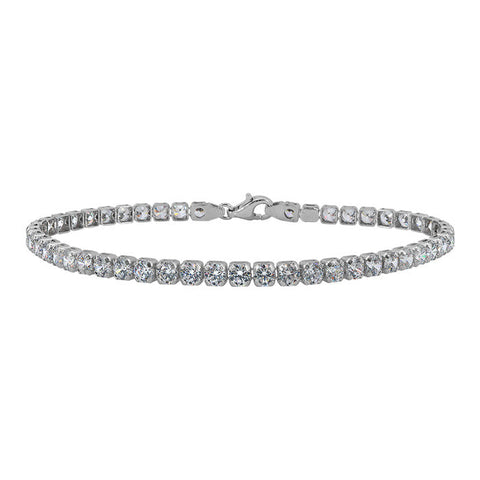 Sterling Silver White Gold Plated 2.4MM CZ Tennis 7.5