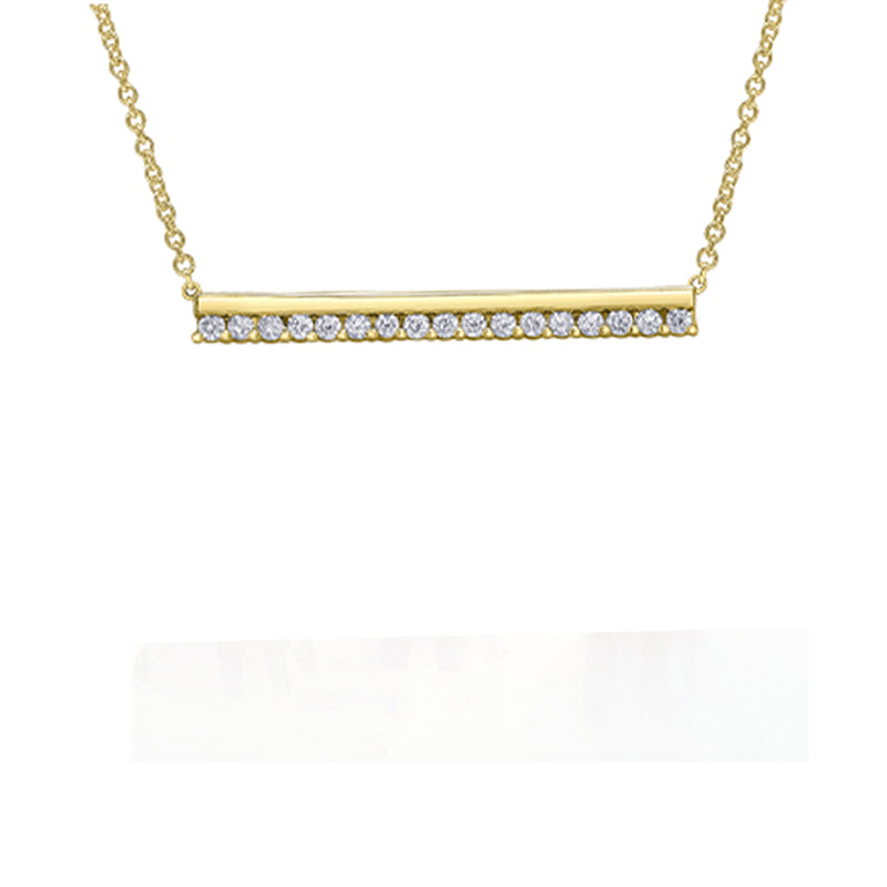 10K Yellow Gold 0.25TDW Diamond Bar Necklace
