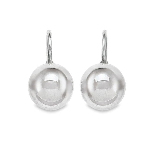 14K White Gold High Polish French Back Ball Earrings