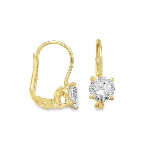 10K Yellow Gold CZ 4-Claw French Back Earrings