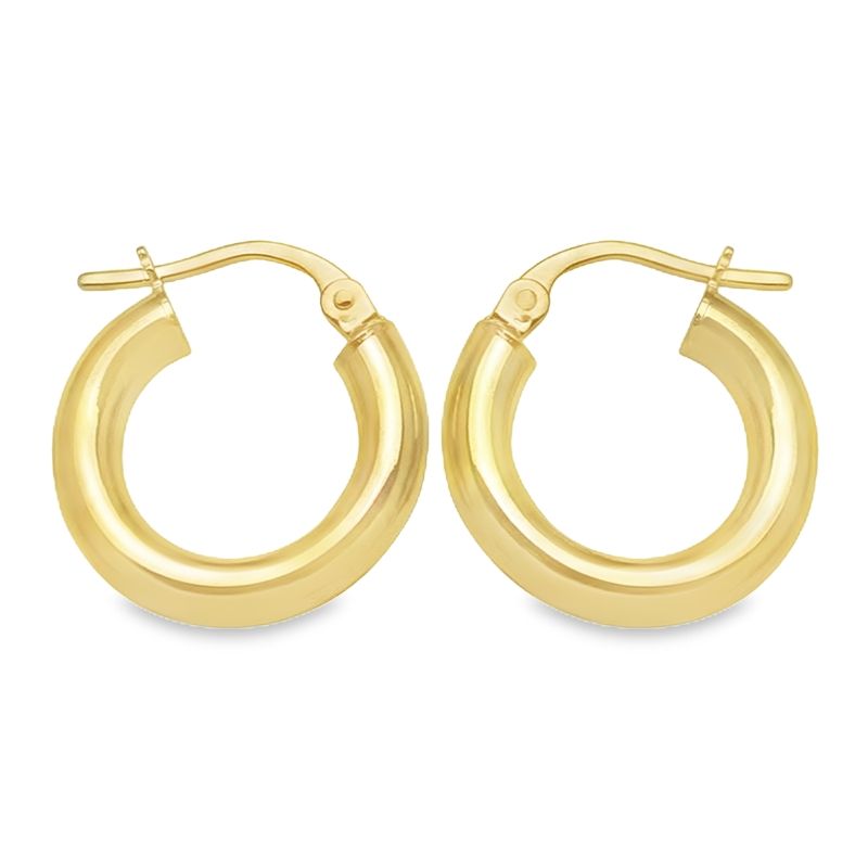 10K, 14K Yellow Gold High Polish 3mm Classic Hoop Earrings