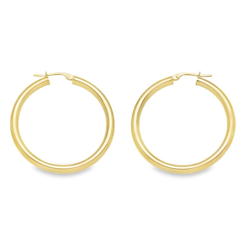 10K, 14K Yellow Gold 3mm Classic Hoop Earrings