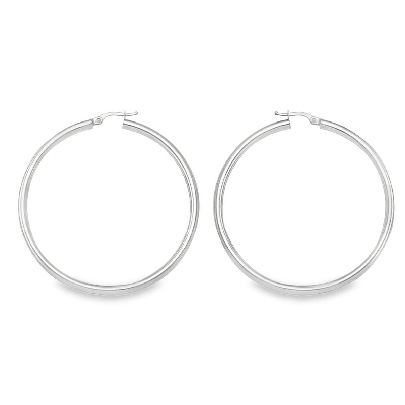 10K, 14K Yellow Gold High Polish 3mm Tube Classic Hoop Earrings