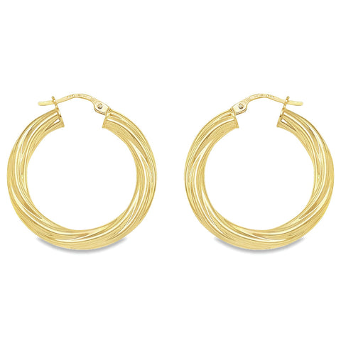 4MM Twisted Tube Hoop Earrings in 10K, 14K Yellow Gold