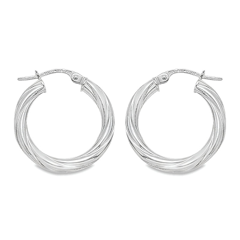 3mm Twisted Tube Hoop Earrings in 10K, 14K White Gold