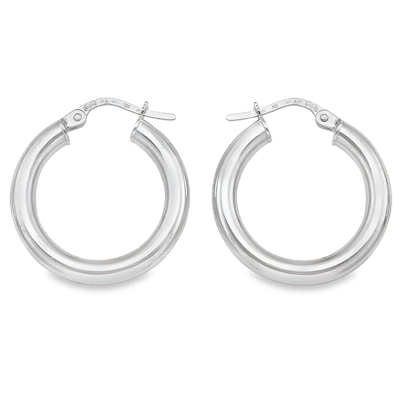 3mm Tube High Polish Hoop Earrings in 10K, 14K White Gold