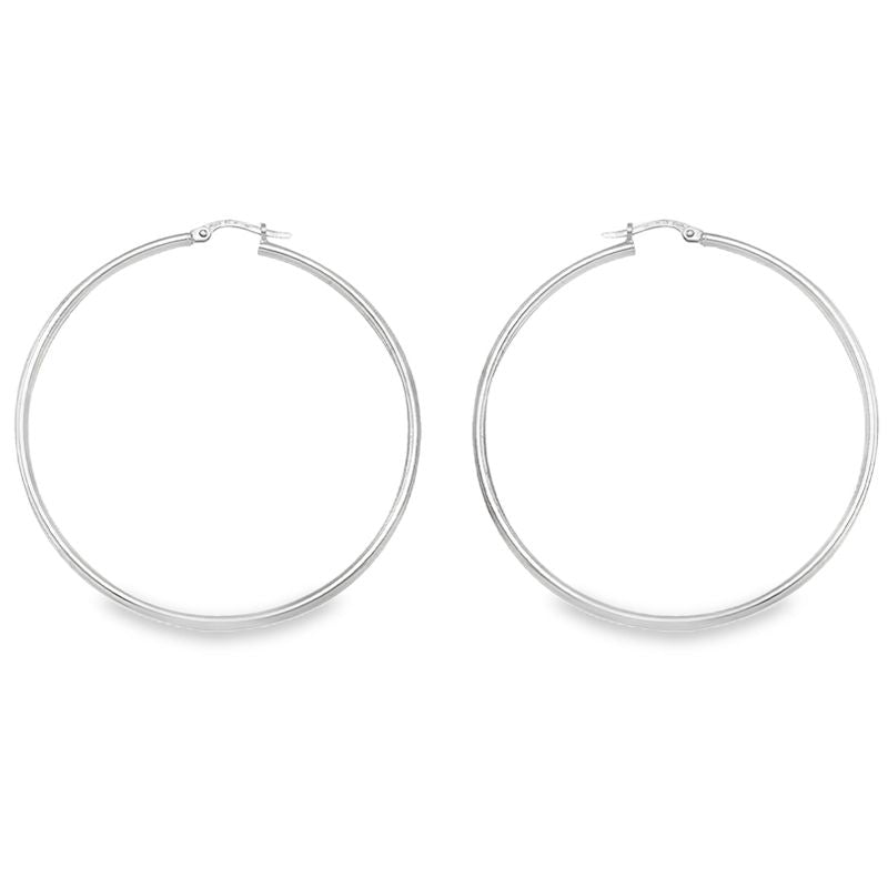 10K, 14K White Gold High Polish Plain 2mm Tube Hoop Earrings